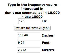 Wavelength of 125hz
