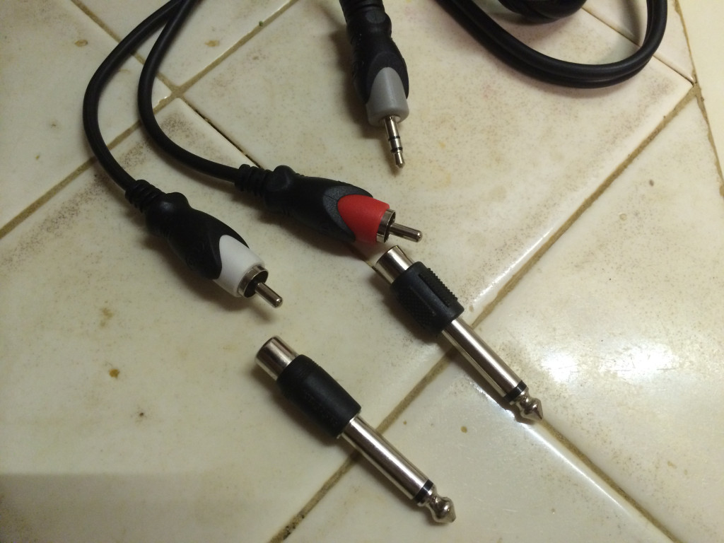 1/8" stereo to dual RCA with RCA to 1/4" adapters